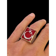 Moda Gümüş 925 Ayar Gümüş Ayyıldızlı Teşkilat Yüzüğü