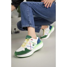 Benetton 10044 Beyaz Yeşil  Memory Foam Kadın Sneakers