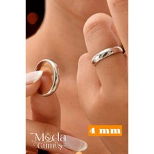 Moda Gümüş 925 Ayar Gümüş 4 mm Bombeli Klasik Düz Alyans