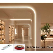 RISHANG Cob Şerit LED 24V ve Trafo Kiti – 5 Metre Set - Metrede 480 LED – Yüksek Crı > 90 – Noktasız Aydınlatma