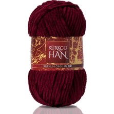 Kürkçü Han Kadife Örgü Ipi 50GR %100 Polyester Yumuşak Pofuduk Bordo