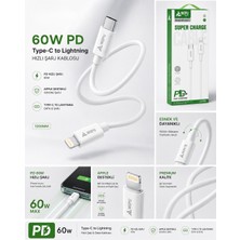 Powerfox With Wopu 60W Pd Hızlı Şarj Kablosu Type-C To Lightning iPhone 11 12 13 14 15 16 Pro Max Uyumlu Data Kablosu 1m