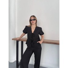 Vess Moda Ön Bağlama Detaylı Bluz Pantolon Takım