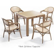 Novussi Bamboo 4 Lü Camlı Set (Çöl Kahve-Cappuccino)