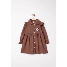 Joy Kids Kız Çocuk Şönil Kumaş Düğmeli Elbise (6-24AY)