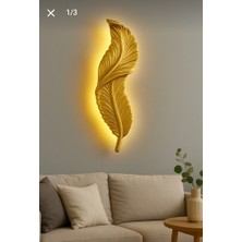 Aszen Dekor Gold Kuş Tüyü Mini Boy Pilli Aplik Ebat (50×14 Cm)