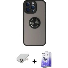 Pileli Store Pilelistore™ iPhone 14 Pro Max Kılıf Yörünge Çizgi - Siyah Bilvis 5in1 5d Magic Hayalet Cam Ekran Koruyucu + Band Metal Kamera Lens - Gd