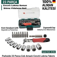 Parkside 23 Parça Çok Amaçlı Cırcırlı Lokma Takımı Somun Sıkma Tornavida Vidalama Seti %100 Alman Kalitesi