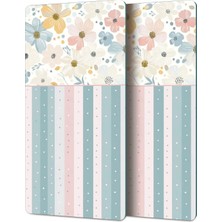 Decovetro Cam Kahve Sofra Sunum Tablası 2'li Set Flower & Stripes Desenli 30 x 15 cm