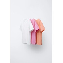Magu Kız Çocuk Pamuklu Pastel Basic T-Shirt 3'lü Set