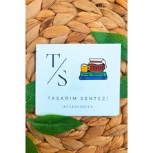 Tasarım Sentezi Rozet Metal Broş Kahve ve Kitap Sever Coffee And Books Yaka Çanta Kıyafet Şapka Aksesuar
