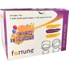 Kuteks Fortune 3 Katlı Cerrahi Çocuk Maskesi Beyaz 10LU 5 Paket 50 Adet