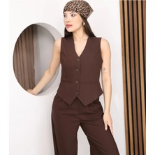 Vess Moda Kadın Klasik Yelek ve Pantolon 2'li Takım