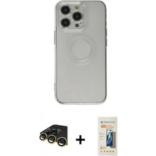 Pileli Store Pilelistore™ iPhone 14 Pro Kılıf Kutup Klasik - Siyah 6d Mat Seramik Hayalet Nano Ekran Koruyucu + Raze Metal Kamera Lens - Gd