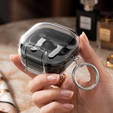 Caseonn Samsung Galaxy Buds 4 Kılıf Stand Özellikli Kilitli Mika Koruma Şeffaf