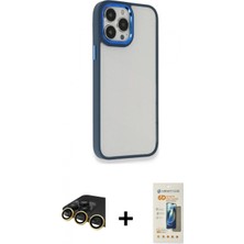 Pileli Store Pilelistore™ iPhone 14 Pro Kılıf Eksen Doku Prime - Siyah 6d Mat Seramik Hayalet Nano Ekran Koruyucu + Raze Metal Kamera Lens - Gd