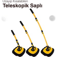 Yerli Mikro Fiber Temizlik ve Yıkama Teleskopik Mop Sarı-Siyah 102 cm