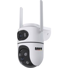 Baff ICS-5637 BEBEK KAMERA 2 Kameralı 6mp Akıllı Wifi Güvenlik Kamerası Çift Lens Hareket Takip Gece Görüşlü Icsee Destekli