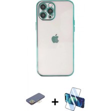İlk El Grup Pilelistore™ iPhone 12 Pro Max Kılıf Vadi Minimal - Siyah 3D Antistatik Seramik Nano Ekran Koruyucu + Renkli Kamera Lens Koruma Cam - Sı
