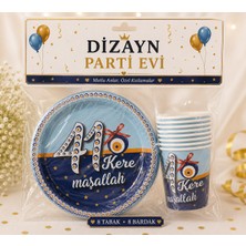 Dizayn Parti Evi 41 Kere Maşallah 8 Kişilik Parti Seti Nazar Boncuklu 8 Bardak 8 Tabak