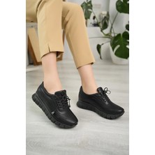 Nesil Shoes Acr 40 Siyah Simli Lastik Bağlı Kadın Ayakkabı