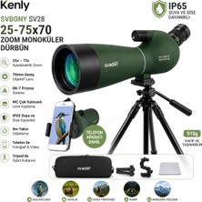 Kenly Svbony SV28 25-75x70 Zoom Monoküler Dürbün Tripodlu Telefon Aparatlı Taşıma Çantalı