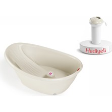 Okbaby Bella Dijital Termometreli Çift Yönlü Bebek Küveti K. Beyaz & Splash Bebek Duşu Hediyeli