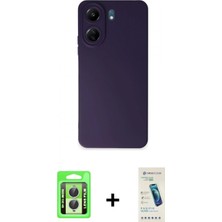 Pileli Store Pilelistore™ Redmi 13C Kılıf Ahenk Serisi - Şeffaf Pasifik Cam Ekran Koruyucu + Raze Metal Kamera Lens - Gs