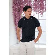 Advante Slimfit Kolları Lastikli Likralı Desenli Polo Yaka Triko T-Shirt