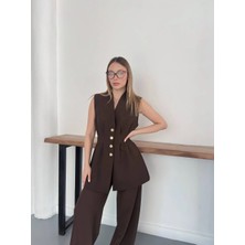 Vess Moda Gold Düğmeli Belden Oturtmalı Takım