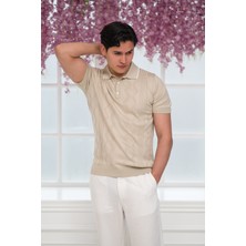Advante Slimfit Kolları Lastikli Likralı Desenli Polo Yaka Triko T-Shirt