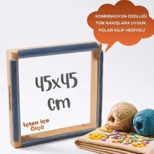 Punchistanbyuyc 45x45cm Kombinasyon Özellikli Punch ve Tüm Nakışlara Uygun İğneli/Telli Ahşap Kasnak (KILIF HEDİYE)