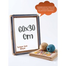 Punchistanbyuyc 60x30 cm Kombinasyon Özellikli Punch ve Tüm Nakışlara Uygun İğneli/Telli Ahşap Kasnak (KILIF HEDİYE)