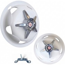 Yerli Jant Kapak Beyaz 15" + F103 Yıldız Fırfırlı 4lü Takım