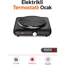 Dexmon Elektrikli Termostatlı Ayarlanabilir Set Üstü Tekli Taşınabilir Pratik 1500W Ocak