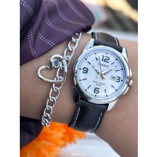Casio Marka Full Çelik Kasa, Deri Kordon ACI KAHVE Renk Lüx Bayan Kol Saati + Bileklik