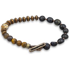 Tigua - Tiger Eye Obsidyen Hematit Erkek Bileklik MEY2412006
