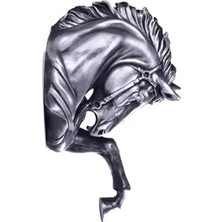 Vivense Şahlanmış At Duvar Büst Gümüş Eskitme 51CM