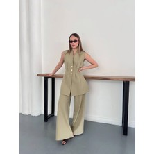 Vess Moda Gold Düğmeli Belden Oturtmalı Takım