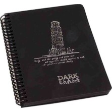 Gıpta Dark Black Notebook - Pp (Polipropilen) Plastik Sert Kapak Siyah Yapraklı Defter - 17X24 cm Düz Çizgisiz 50 Yaprak ( Kapak : Italyanın Sembollerinden Pisa Kulesi Illüstrasyonu