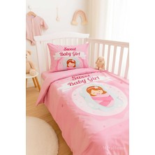 TKÇ Yenidoğan Kız Bebek Nevresim Takımı %100 Pamuklu Sweet Baby Girl