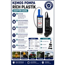 Kemos 220-12 Volt Rich Plastik Dalgıç Adaptörlü Mazot Aktarma(Sıvı Transfer) Pompası