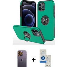Pileli Store Pilelistore™ iPhone 12 Pro Max Kılıf Odak Form Prime - Şeffaf Royal Nano Ekran Koruyucu + Neon Fosforlu Kamera Lens - Sı