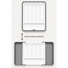 Kitchen Line Çift Taraflı Uzayabilir Pratik Çekmece Içi Kaşıklık Organizer | Ayarlanabilir Sürgülü Beyaz Renk Kaşıklık Düzenleyici