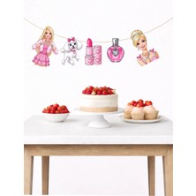 Barbie Temalı Banner Parti ve Doğum Günü Süsü 5 Figür