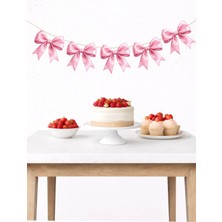Pembe Fiyonk Banner Parti ve Doğum Günü Süsü 5 Figür 10 - 12 cm Arası