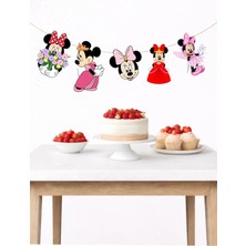 Minnie Mouse Temalı Banner Parti ve Doğum Günü Süsü 5 Figür