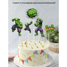 Hulk Temalı 5 Adet Doğum Günü Pata Süsü