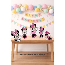 Minnie Mouse Pembe Ayaklı Pano Seti ( Masa Üstü ) ** Kalın Kağıt 5 Figür