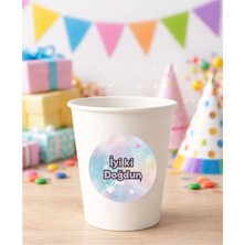 20 Adet 4 cm Unicorn Yuvarlak Happy Birthday Doğum Günün Kutlu Olsun Sticker Çıkartma Etiket